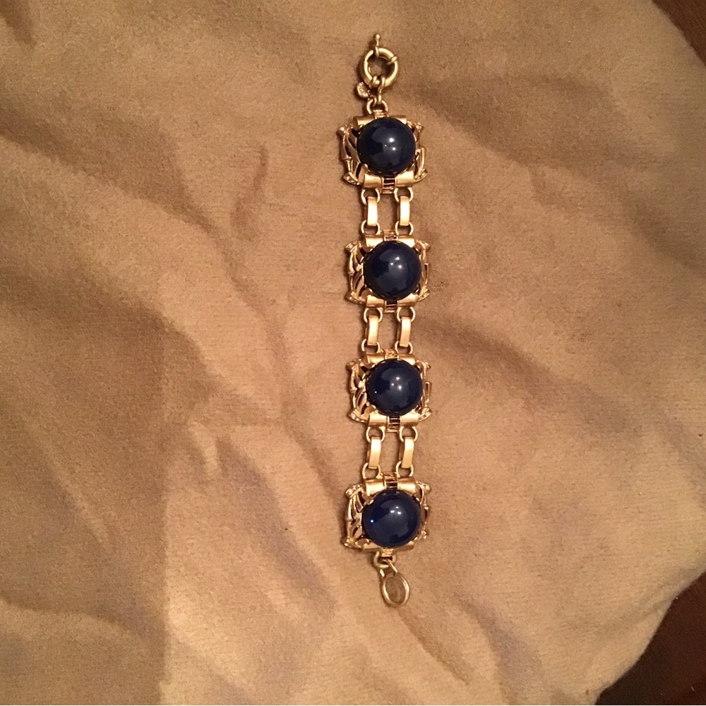 J. Crew Gold Bracelet with Blue Accents